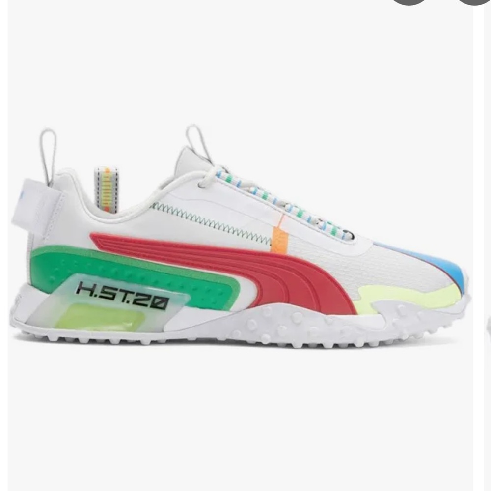 Puma Sneakers with White, Red, and Green Accents
